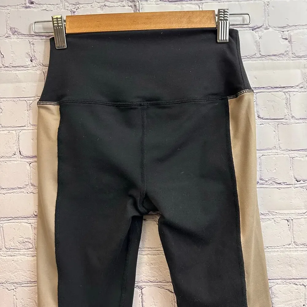 Alo Yoga Elevate Leggings Black Tan High Waisted Women's Small